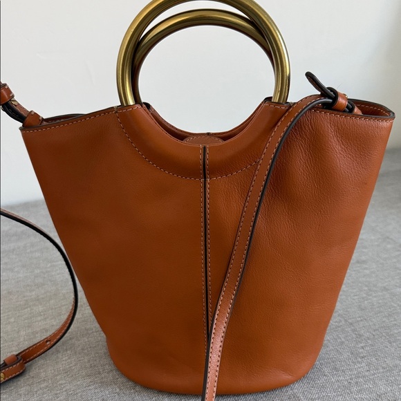 J. Crew Tan Leather Bracelet Crossbody Bag with Gold Handles